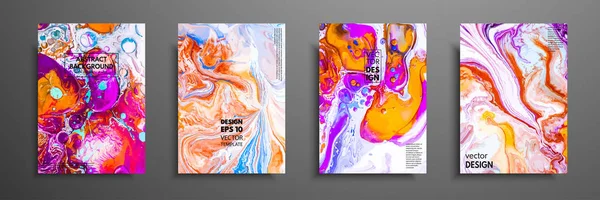 Mixture of acrylic paints. Liquid marble texture. Fluid art. Applicable for design cover, presentation, invitation, flyer, annual report, poster and business card, desing packaging. Modern artwork. — Stock Vector