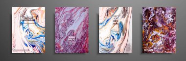 Soyut resim, modaya uygun bir arka plan olarak kullanılan duvar kağıtları, posterler, kartları, davetiyeleri, Web siteleri için. Modern sanat. Mermer etkisi resim. Karışık mavi, mor ve beyaz boyalar