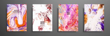 Soyut resim, modaya uygun bir arka plan olarak kullanılan duvar kağıtları, posterler, kartları, davetiyeleri, Web siteleri için. Modern sanat. Mermer etkisi resim. Karışık mavi, mor ve turuncu boyalar.