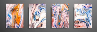Soyut resim, modaya uygun bir arka plan olarak kullanılan duvar kağıtları, posterler, kartları, davetiyeleri, Web siteleri için. Modern sanat. Mermer etkisi resim. Karışık mavi, mor ve turuncu boyalar.
