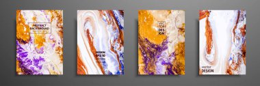 Soyut resim, modaya uygun bir arka plan olarak kullanılan duvar kağıtları, posterler, kartları, davetiyeleri, Web siteleri için. Modern sanat. Mermer etkisi resim. Karışık beyaz, mor ve turuncu boyalar.