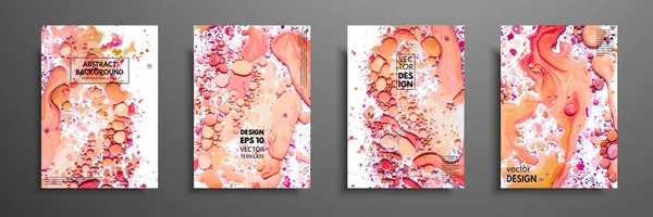 Set di carte dipinte creative. Texture disegnate a mano. Opere d'arte moderna. Design per banner, poster, invito, cartello, brochure, volantino. Illustrazione vettoriale Fluid art . — Vettoriale Stock