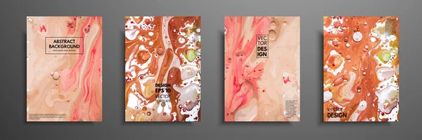 Conjunto de cartões pintados criativos. Texturas desenhadas à mão. Arte moderna. Design para banner, cartaz, convite, cartaz, brochura, folheto. Ilustração vetorial Fluid art . — Vetor de Stock