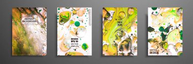 El akrilik ev yapımı doku tarafından yapılan kart koleksiyonunu çekilmiş. Sıvı renkli doku. Sanat sıvı. Soyut resim şablonları. Tasarım afiş, poster, kapak, davet, afiş, broşür, el ilanı için