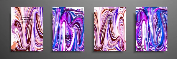 El akrilik ev yapımı doku tarafından yapılan kart koleksiyonunu çekilmiş. Sıvı renkli doku. Sanat sıvı. Soyut resim şablonları. Tasarım afiş, poster, kapak, davet, afiş, broşür, el ilanı için