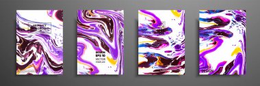 Akrilik sıvı dokular ile kapsar. Renkli soyut kompozisyon. Modern sanat. Vektör çizimler ile karışık mavi, mor ve beyaz renkli. Tasarım afiş, el ilanı, afiş için.