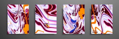 Akrilik sıvı dokular ile kapsar. Renkli soyut kompozisyon. Modern sanat. Vektör çizimler ile karışık mavi, mor, turuncu ve beyaz renkli. Tasarım afiş, el ilanı, afiş için