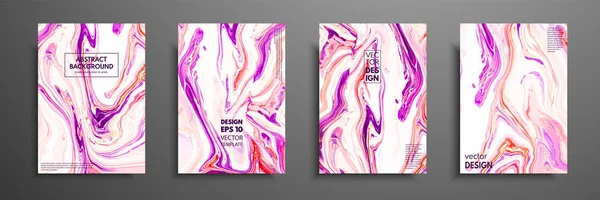 Flyer-Layout-Vorlage mit einer Mischung aus Acrylfarben. flüssige Marmortextur. Fluidkunst. anwendbar für Designcover, Flyer, Poster, Plakate. gemischte rosa, lila und weiße Farben — Stockvektor