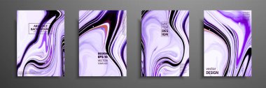 Akrilik boyalar karışımı ile el ilanı düzeni şablonu. Sıvı mermer doku. Sanat sıvı. Tasarım kapak, afiş, poster, afiş için uygulanabilir. Karışık mavi, siyah, mor ve beyaz boyalar.