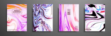 Evrensel vektör kart dizisini. Sıvı mermer doku. Renkli tasarım davet, afiş, broşür, poster, afiş, el ilanı için. Sanatsal tasarım kapakları. Yaratıcı sıvı renk arka planlar.