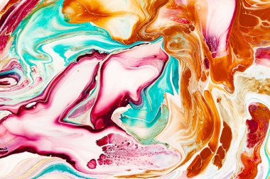 Soyut akrilik sıvı doku. Modern sanat noktalar ve su sıçramalarına renk boya. Kahve ambalaj, etiket, kartvizit ve etkileşimli web arka planlar içine için geçerli