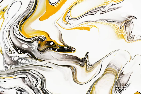 Смесь Акриловых Красок Современные Произведения Искусства Желтые Черные Акриловые Краски — стоковое фото