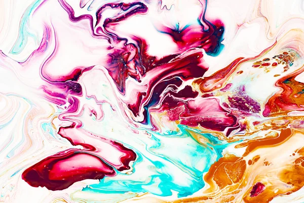 Abstract acrylic liquid texture. Modern artwork with spots and splashes of color paint. Applicable for into coffee packaging, labels, business cards, and interactive web backgrounds.