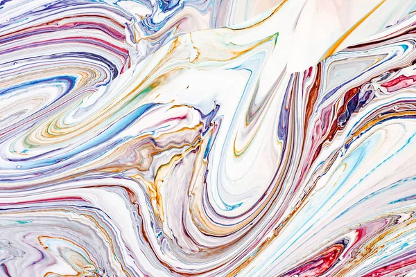 Textura líquida acrílica abstracta. Arte moderno con manchas y salpicaduras de pintura de color. Aplicable en envases de café, etiquetas, tarjetas de visita y fondos web interactivos . — Foto de Stock