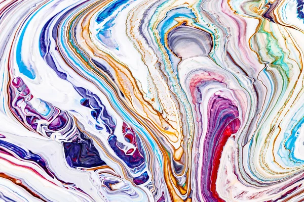 Textura líquida acrílica abstrata. Arte moderna com manchas e salpicos de tinta colorida. Aplicável em embalagens de café, rótulos, cartões de visita e fundos interativos da web . — Fotografia de Stock