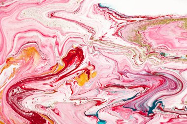 El boyalı arka planlar. Pembe, beyaz ve sarı karışık akrilik boyalar. Sıvı mermer doku. Tasarım ambalaj, etiket, kartvizit, tasarlamak, kapakları, Tekstil ve dekor için geçerli iç