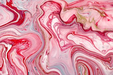 El boyalı arka planlar. Pembe, beyaz ve sarı karışık akrilik boyalar. Sıvı mermer doku. Tasarım ambalaj, etiket, kartvizit, tasarlamak, kapakları, Tekstil ve dekor için geçerli iç