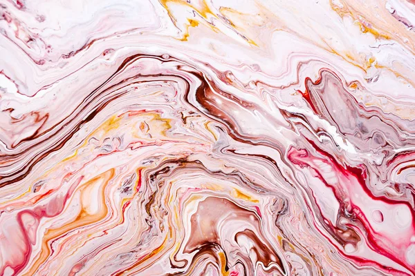 Handmålade bakgrunder. Rosa, vit, brun och gul blandade akrylfärger. Flytande marmor konsistens. Gäller för utskrivbara, design förpackningar, kort, plakat, omslag, textil och inredning interiör — Stockfoto