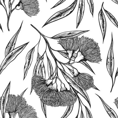 Black and white botanical vector pattern of clover. All element isolated. Design elements for wedding invitations, greeting cards, wrapping paper, cosmetics packaging, labels, tags, quotes, posters clipart