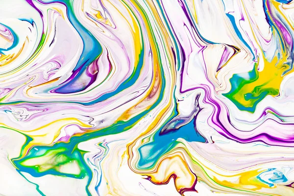 Ljusa harts konst abstrakt bakgrund. Flerfärgad marmoryta, mineralstensstruktur. Violett, orange och blå färg mix tapet. Vätskeflödeseffekt i färg. Akvarell, akrylvågor, virvlar. — Stockfoto