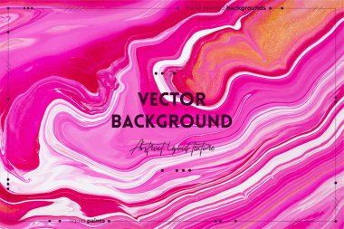 Sıvı sanat dokusu. Girdap boyası efektli soyut bir arka plan. Sıvı akrilik resim ve sanatsal karışım. Baner veya duvar kağıdı olarak kullanılabilir. Altın, beyaz ve pembe taşan renkler.