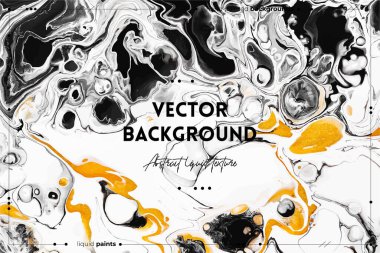 Sıvı sanat dokusu. Girdap boyası efektli soyut bir arka plan. Renkli karışık boyalı sıvı akrilik sanat eserleri. Arkaplan ya da poster olarak kullanılabilir. Altın, siyah ve beyaz taşan renkler.