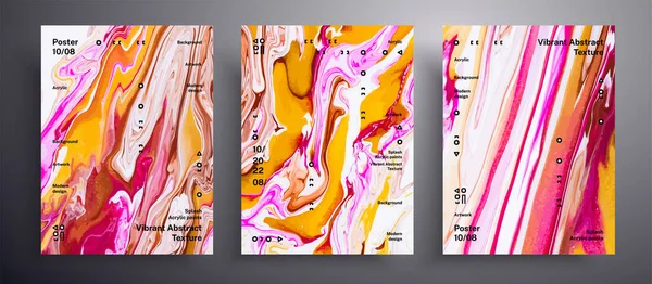 Banner vetorial abstrato, pacote de capas de arte fluida de design moderno. Fundo artístico que pode ser usado para capa de design, cartaz, brochura e etc. Obra de arte iridescente criativa rosa, laranja e branca . — Vetor de Stock