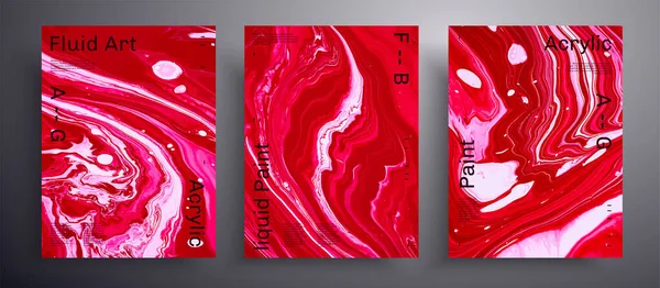 추상 벡터 포스터, 현대 유체 예술의 모음. 디자인 표지, 초대장, 비행기등에 적용 할 수있는 예술적 배경입니다. 핑크, 빨강, 흰색 독특 한 창조적 인 표면 템플릿. — 스톡 벡터