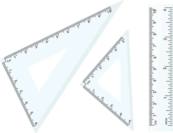 Kunststoff Schuldreieck Und Lineal Vektorillustration — Stockvektor