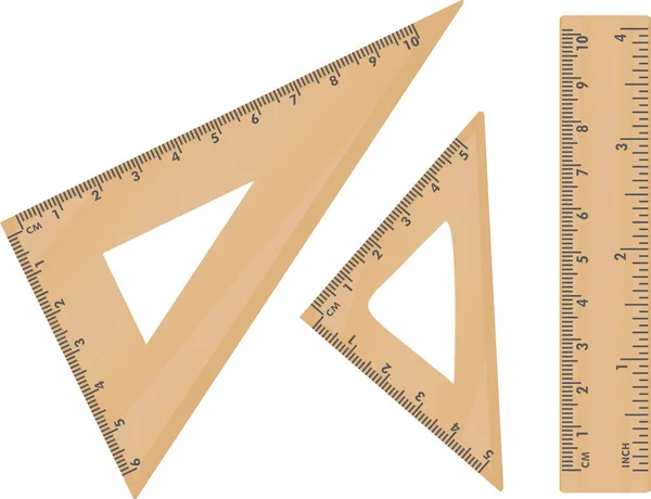 Wooden School Triangle Ruler Vector Illustration — Stock Vector