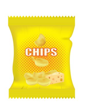 Peynirli cips çanta. vektör çizim