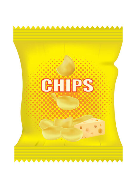 Сырные чипсы. векторная иллюстрация
