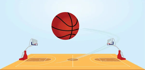 Basketbalveld Bal Vectorillustratie — Stockvector