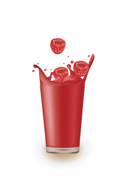 Jus Framboise Avec Éclaboussure Vecteur — Image vectorielle