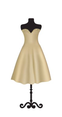 Brown  elegant dress on mannequin, vector clipart
