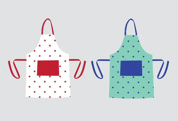 Twee Keuken Schorten Met Polka Dot Patronen — Stockvector