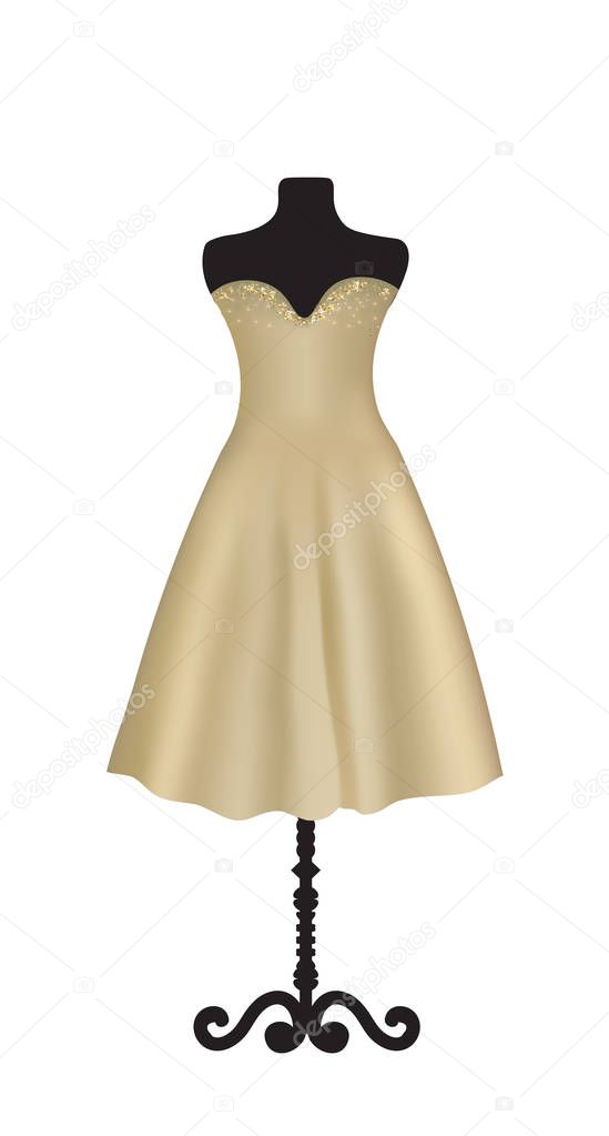 Brown  elegant dress on mannequin, vector