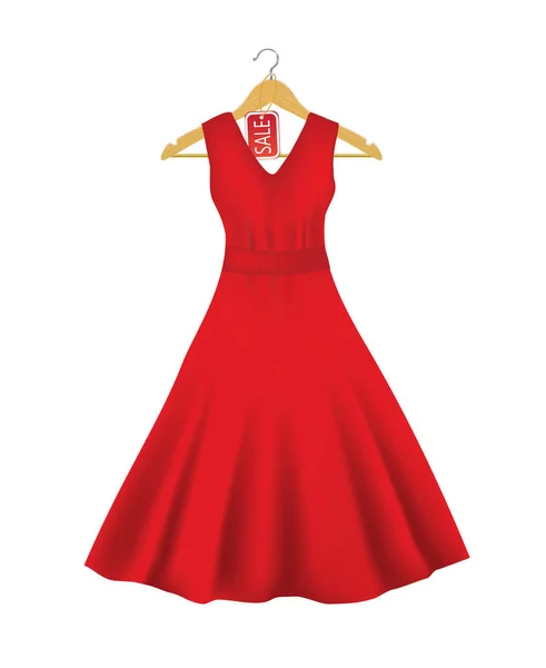 Vestido Rojo Una Percha Con Etiqueta Venta Vector — Archivo Imágenes Vectoriales