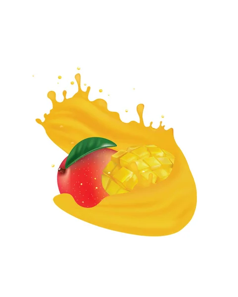 Salpicadura Jugo Mango Ilustración Vectorial — Vector de stock