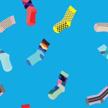 Çorap seamless modeli üzerinde mavi arka plan, vektör