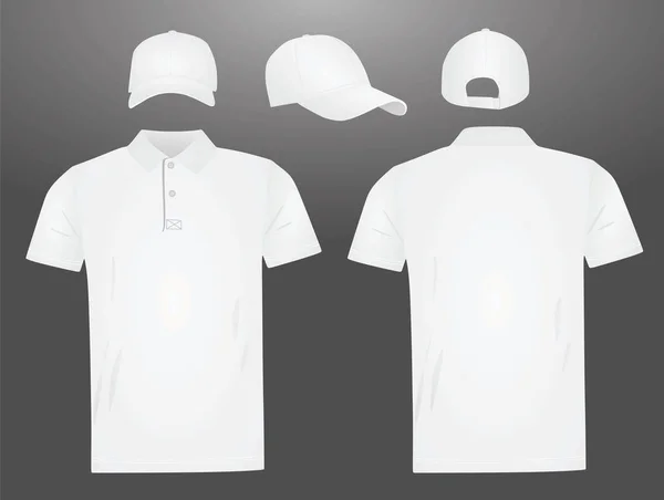 Biała Koszulka Baseball Cap Szablonu Ilustracja Wektorowa — Wektor stockowy