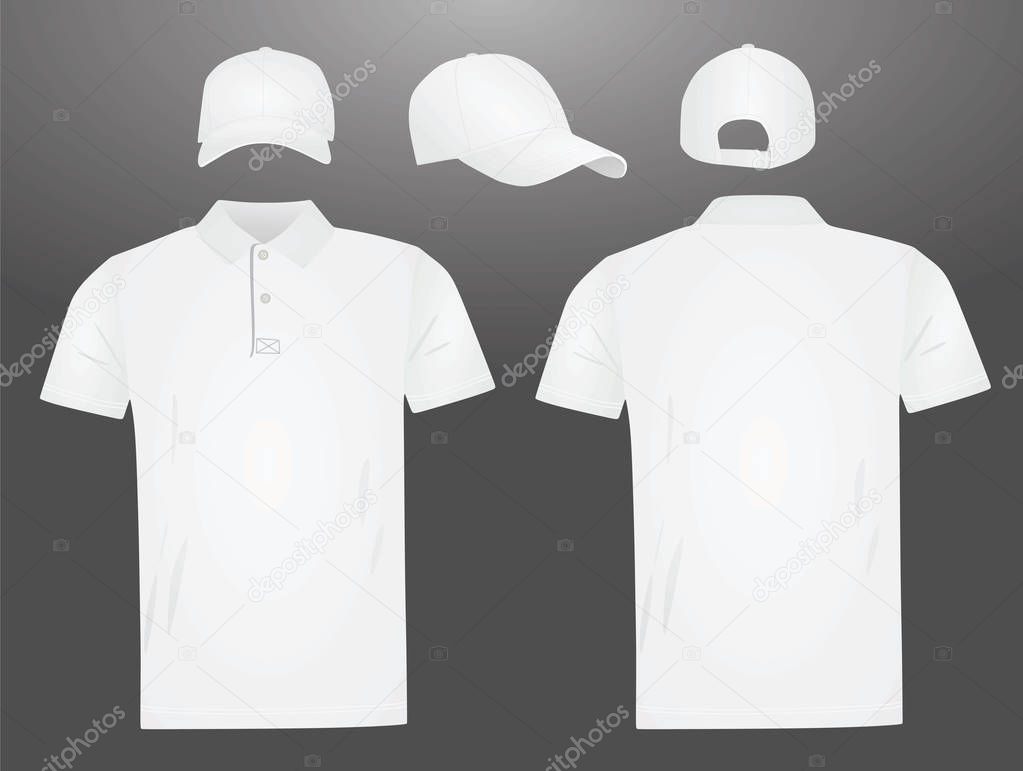 White t shirt and baseball cap template. vector illustration