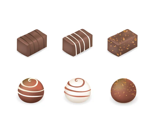 Cubos Bolas Chocolate Ilustración Vectorial — Vector de stock