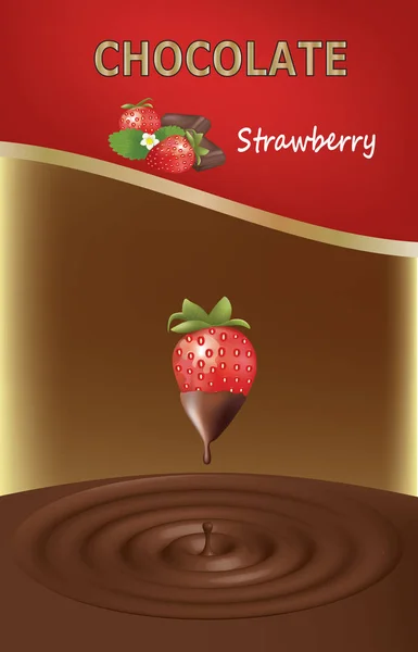 Conception Chocolat Aux Fraises Illustration Vectorielle — Image vectorielle