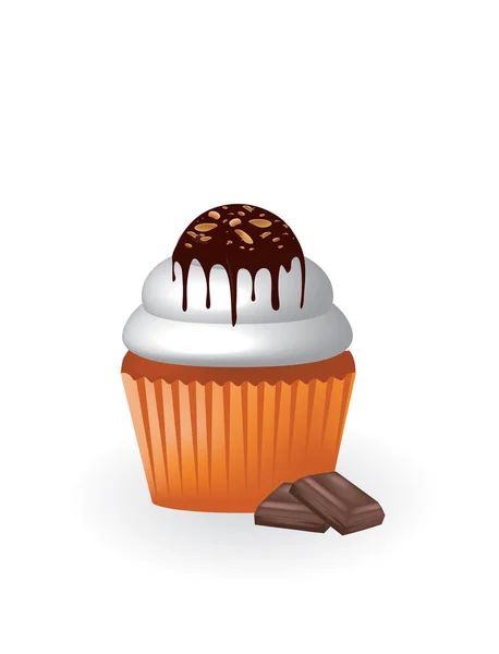 Cupcake Βανίλια Σοκολάτα Εικονογράφηση Διάνυσμα — Διανυσματικό Αρχείο
