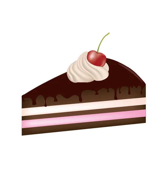 Pièce Gâteau Cerise Illustration Vectorielle — Image vectorielle