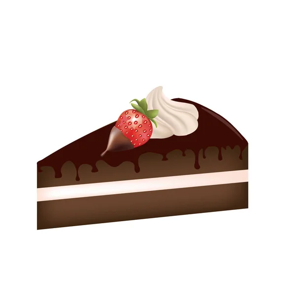 Pièce Gâteau Fraise Vecteur — Image vectorielle