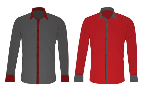 Camicia Maniche Lunghe Grigia Rossa Illustrazione Vettoriale — Vettoriale Stock