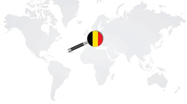 Belgische Vlag Vergrootglas Vectorillustratie — Stockvector