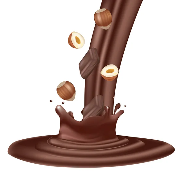 Cioccolato Spruzzato Con Nocciole Illustrazione Vettoriale — Vettoriale Stock